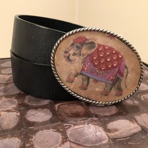 Handmade belt buckle with elephant